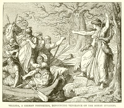 Velleda, une prophétesse germanique, dénonçant la vengeance contre les envahisseurs romains - English School