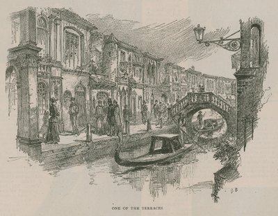 Venise à Londres : Croquis à Olympia - Une des terrasses - English School
