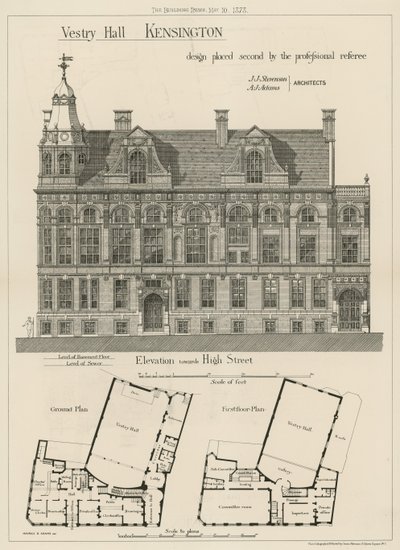 Salle de la vestry, Kensington, conception placée deuxième par l