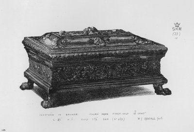 Musée Victoria et Albert : Encrier en bronze, œuvre italienne, première moitié du XVIe siècle (gravure) - English School