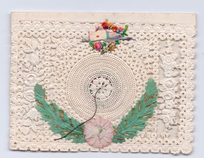 Carte de vœux victorienne avec une colombe tenant une enveloppe, vers 1880 - English School