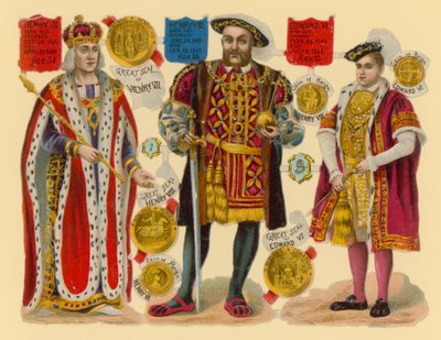 Représentation victorienne : Roi Henri VII, Roi Henri VIII, Roi Édouard VI - English School