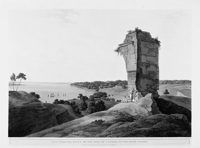Vue des ruines du fort de Currah sur le Gange, avril - English School