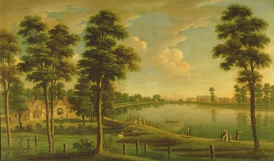Vue du réservoir de Chelsea et des usines à eau, avec l