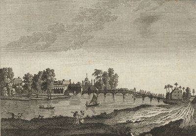 Vue de Hampton Court depuis la rive opposée de la Tamise - English School