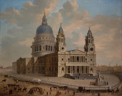 Vue de la Cathédrale Saint-Paul avec des Figures au Premier Plan, c.1725 - English School