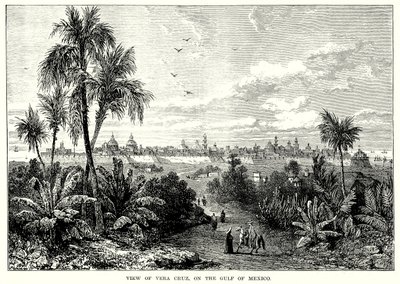 Vue de Vera Cruz, sur le golfe du Mexique (gravure) - English School