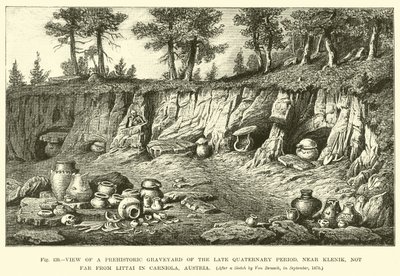 Vue du cimetière préhistorique de la période quaternaire tardive, près de Klenik, non loin de Littai en Carniole, Autriche - English School