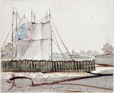 Vue du ballon à Newington Causeway, mai 1785 - English School