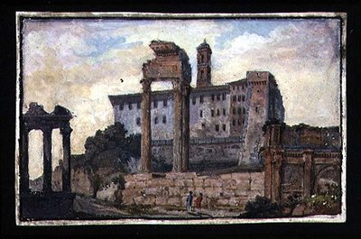 Vue du Capitole et des temples de Castor et Pollux, Rome, c.1800 - English School