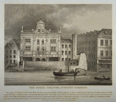 Vue du théâtre des ducs, Dorset Gardens, depuis la Tamise, 1814 - English School