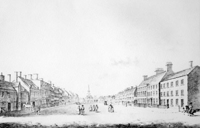 Vue de la Rue Principale de Stockton dans le Comté de Durham, 1796 - English School