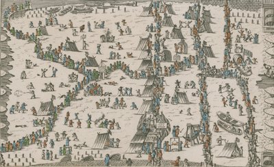 Vue de la foire sur la glace tenue sur la Tamise - English School
