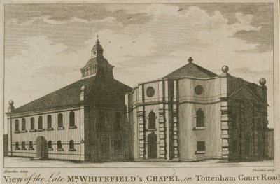 Vue de la chapelle de feu M. Whitefield à Tottenham Court Road, Londres - English School