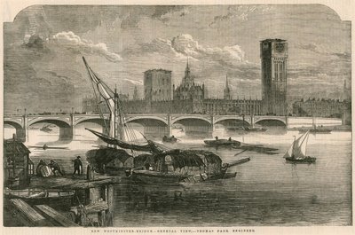 Vue du nouveau pont de Westminster, Londres - English School