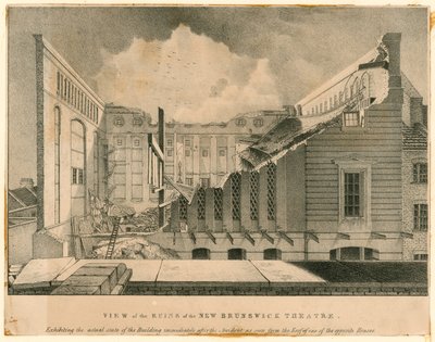 Vue des ruines du Théâtre de New Brunswick, Wellclose Square, Londres - English School