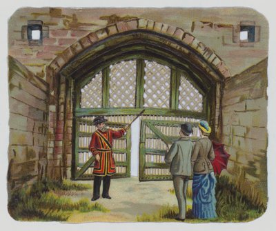 Visite à la Tour de Londres, scrap victorien - English School
