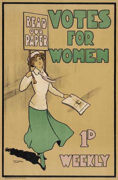 Votes for Women, extrait de The Suffragette, publié en 1912 (lithographie couleur) - English School