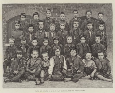 Orphelins et vagabonds de Londres, matière première pour le conseil scolaire (gravure) - English School