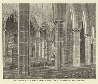 Cathédrale de Wakefield, vue à travers la nef vers le sud-ouest - English School