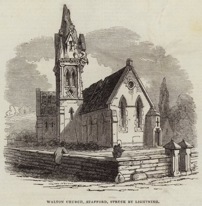 Église de Walton, Stafford, frappée par la foudre - English School