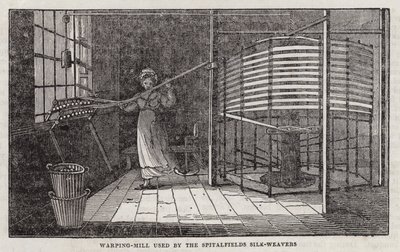 Moulin à ourdir utilisé par les tisserands de soie de Spitalfields - English School
