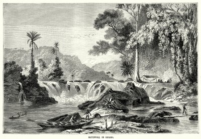 Cascade en Guyane (gravure) - English School