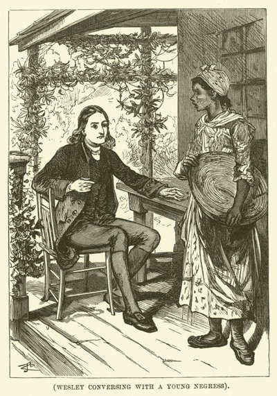 Wesley conversant avec une jeune négresse (gravure) - English School