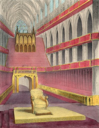 Abbaye de Westminster, préparée pour le couronnement de la reine Victoria - English School