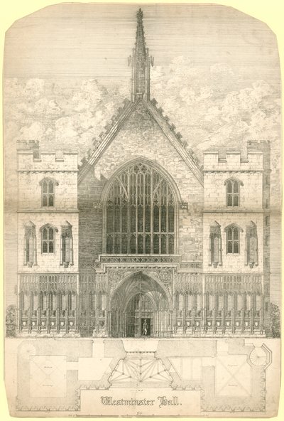 Westminster Hall, Londres, y compris un plan au sol du bâtiment - English School