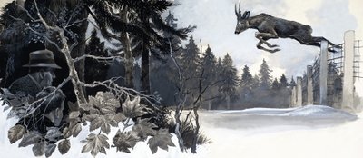 Cerf sauvage sautant pour se mettre en sécurité - English School