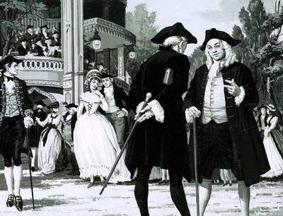 William Hogarth se promène dans les jardins de Vauxhall - English School