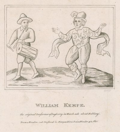 William Kempe, premier interprète de Dogberry dans Beaucoup de bruit pour rien - English School