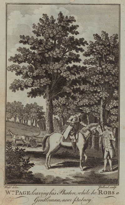 William Page quittant son Phaéton pour voler un gentleman près de Putney - English School