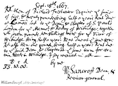 William Sancroft, archevêque de Canterbury - English School