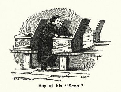 Collège de Winchester : Garçon à son "Scob" - English School