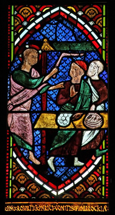 Fenêtre Ew représentant Jésus chassant les marchands du Temple - English School