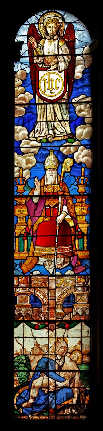 Fenêtre N2 représentant une fenêtre de la nef nord avec Saint Nicolas - English School