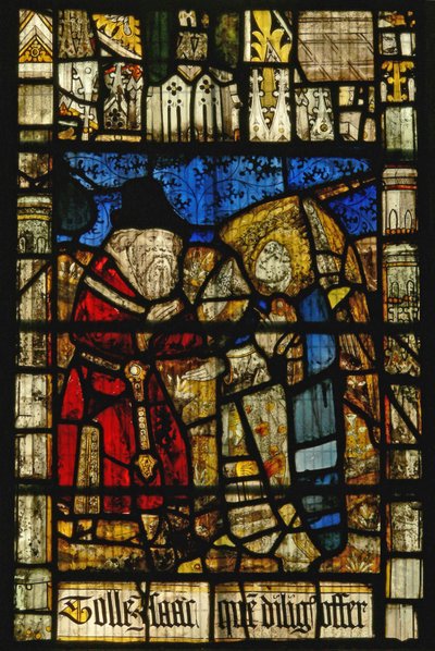 Fenêtre S3 représentant Dieu disant à Abraham - via un ange - de sacrifier Isaac - English School