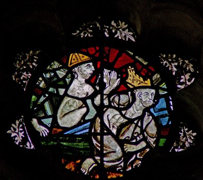 Fenêtre dans la salle capitulaire représentant une scène du Jugement dernier : résurrection des âmes - English School