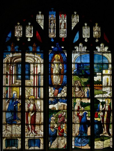 Fenêtre s3 représentant la Transfiguration et les scènes de la Résurrection - English School