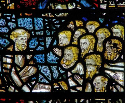 Fenêtre w3 représentant le Christ lavant les pieds de ses disciples - English School