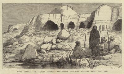 Avec le général Sir Samuel Browne, remarquables cavernes bouddhistes près de Jellalabad - English School
