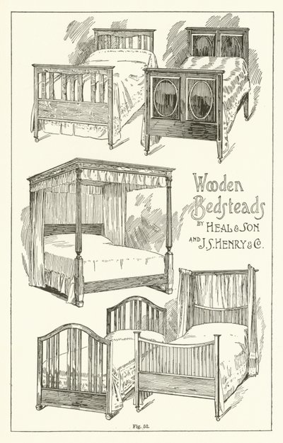 Lits en bois, par Heal and Son et J S Henry and Company - English School