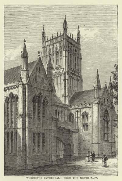 Cathédrale de Worcester, vue du nord-est - English School