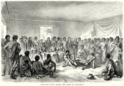 Match de lutte devant le tribunal de Tananarive (gravure) - English School