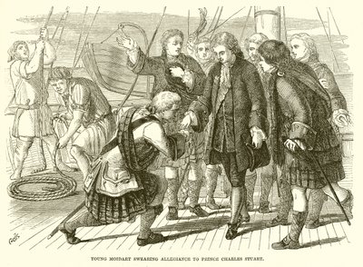 Jeune Moidart prêtant allégeance au prince Charles Stuart - English School