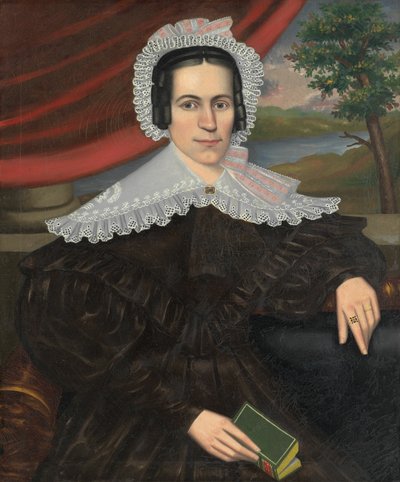 Femme avec un livre vert (Louisa Gallond Cook) - Erastus Salisbury Field
