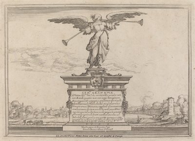 Page de dédicace avec statue de Fama - Ercole Bazicaluva