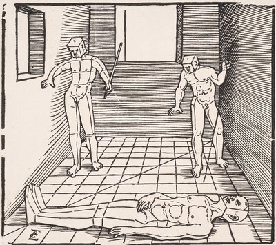 Trois figures masculines dans une pièce De: Unnderweissung der Proportzion - Erhard Schon